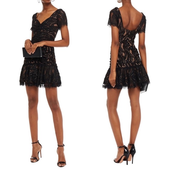 Jonathan Simkhai Black Lace Off-Shoulder Mini Dress - Picture 2 of 16